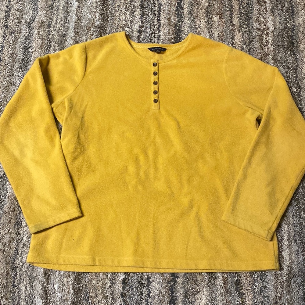Lands End Womens Mustard Colored Long Sleeve Fleece
